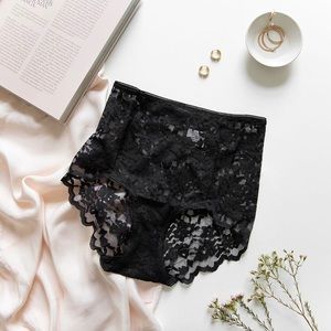 Black High Waist Lace Panties Size Small